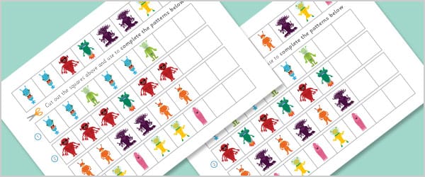 Alien Complete the Pattern / Sequence Worksheets