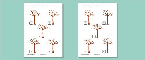 Autumn Leaves Counting Worksheet