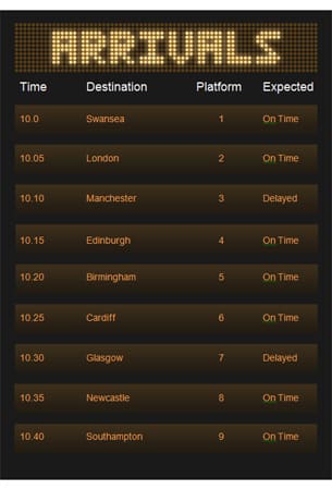 Arrivals Board