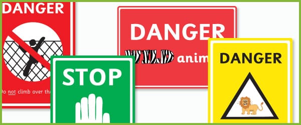Zoo danger signs