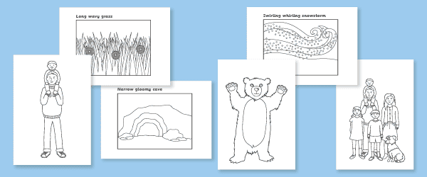 We’re Going on a Bear Hunt Colouring Sheets