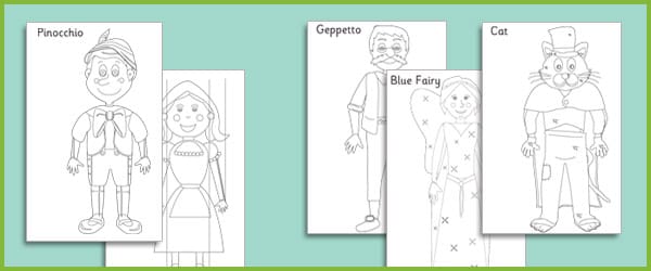 Pinocchio Colouring Sheets