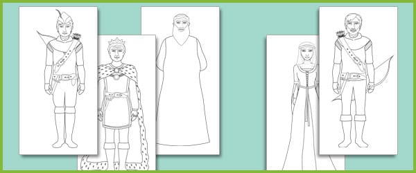 Robin Hood colouring sheets