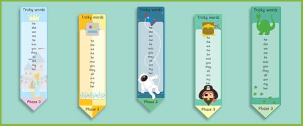 Phase 3: Tricky Word Bookmarks