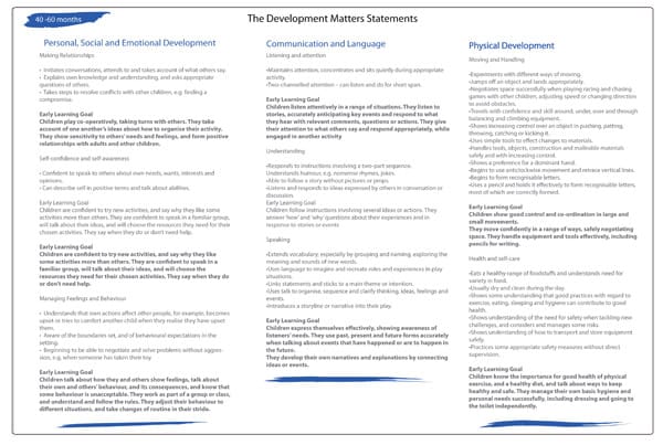 Development Matters Statements