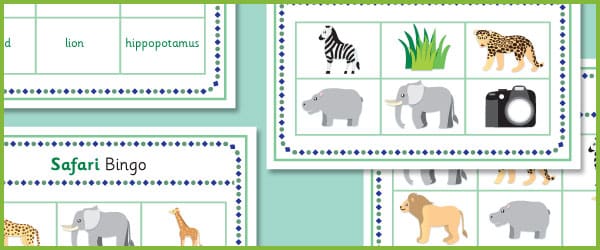 Safari Wildlife Bingo
