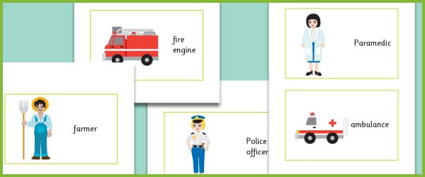 Workers and their Vehicles Flash Cards