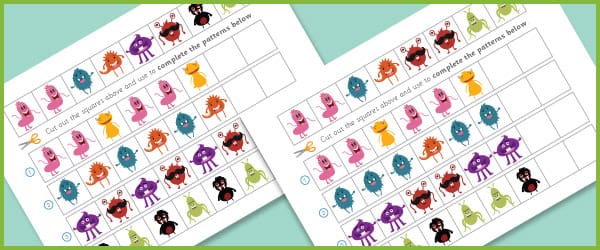 Monster pattern worksheet