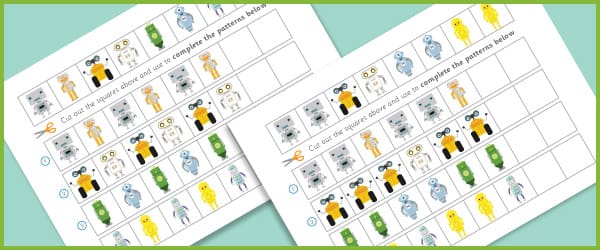 Robot pattern worksheet