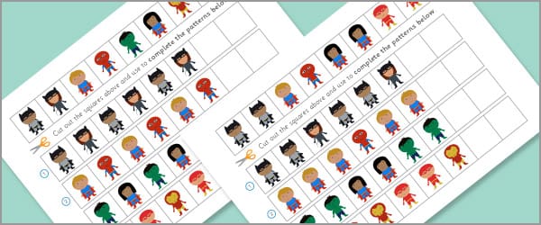 Superhero Complete The Pattern Worksheets
