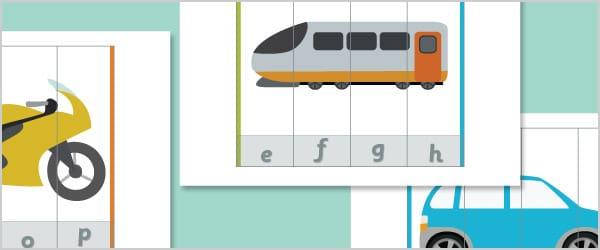 Vehicle Alphabet Puzzles