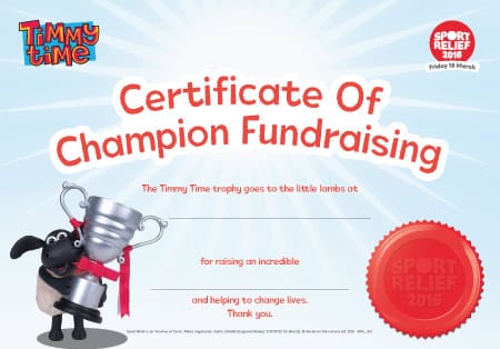 Sport Relief 2016: Well Done Certificate