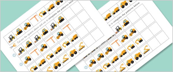 Complete the Pattern ‘Construction’ Worksheets