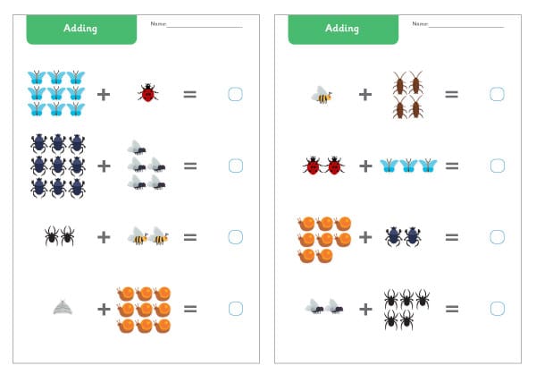 Minibeast Addition Worksheet
