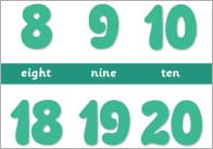 Number Track 0-20 Desktop Strips (Numbers and Words)