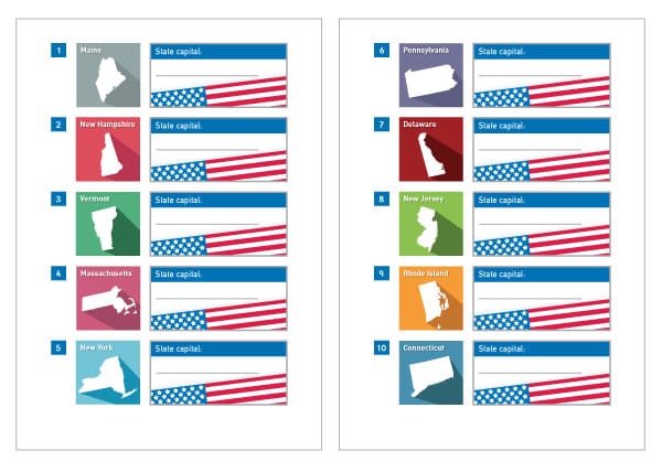 USA State Capitals Worksheets