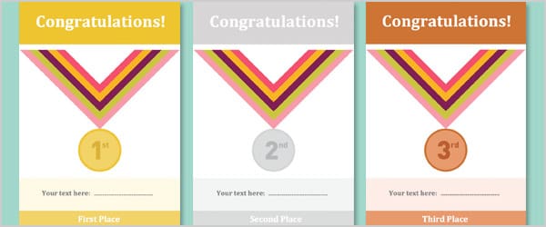 Gold, Silver & Bronze Editable Certificates
