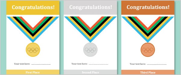 Olympic Themed Editable Certificates