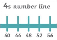 Counting in 4s Number Line