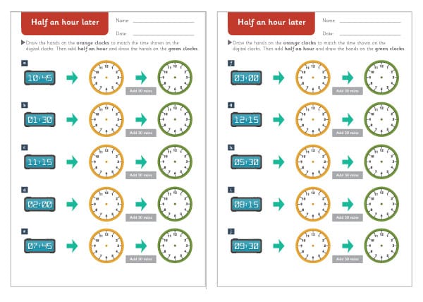 Telling The Time Worksheets