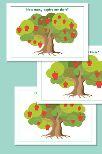 Counting / Estimating Apples Flash Cards