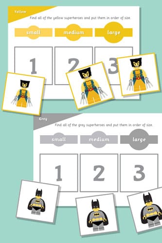 Superhero Size Sorting Game
