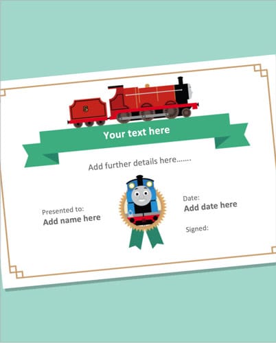 Editable Train Themed Certificate