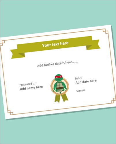 Editable Turtle Themed Certificates