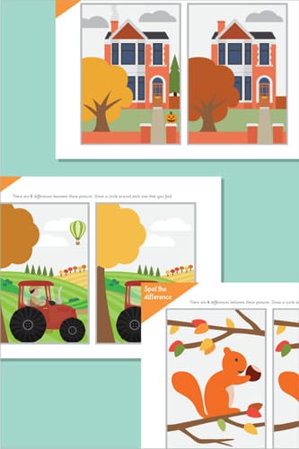Autumn Spot The Difference Sheets
