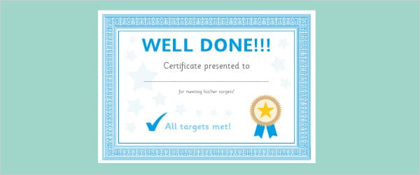 Targets Met Editable Certificates