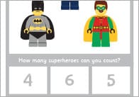 Superhero Count And Peg Activity (Numbers 1-20)
