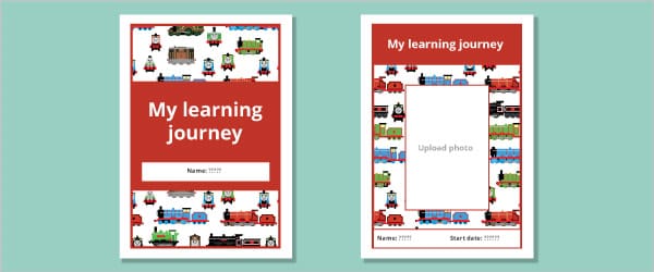 Train Themed Learning Portfolio Cover (Editable)