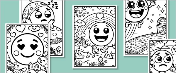Free Emoji Mindfulness Colouring Pages